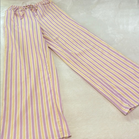 Striped Lavender and Yellow Wide Leg Lounge Pants - Picture 10 of 13